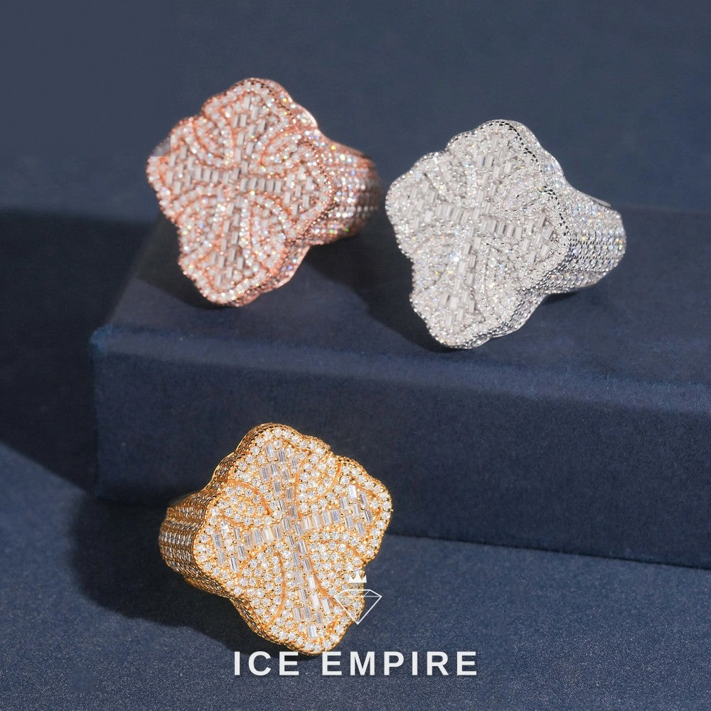 Iced Out Baguette 925 Silver Moissanite Ring