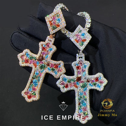 Iced Out Cross 925 Silver Pendant
