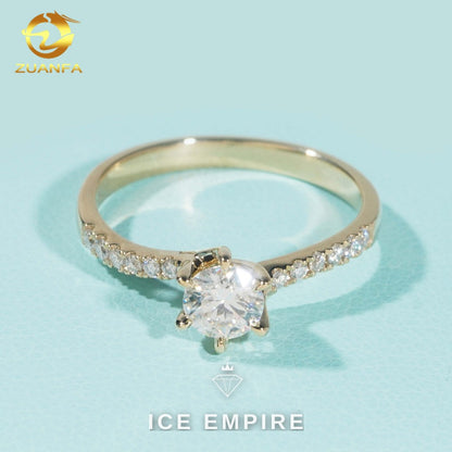 Iced Out 9K Gold Moissanite Wedding Band