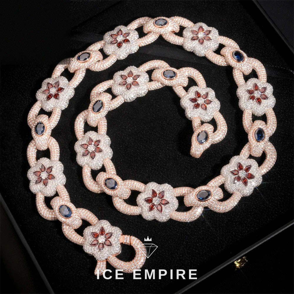 Iced Out Rose Gold Plated Moissanite Cuban Chain
