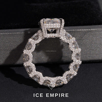 Iced Out 925 Silver Moissanite Engagement Ring