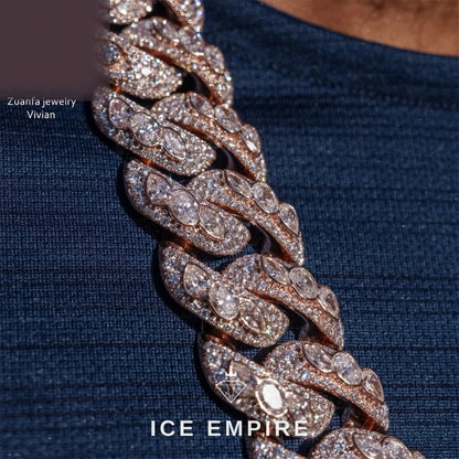 Iced Out Rose Gold Plated Moissanite Cuban Chain