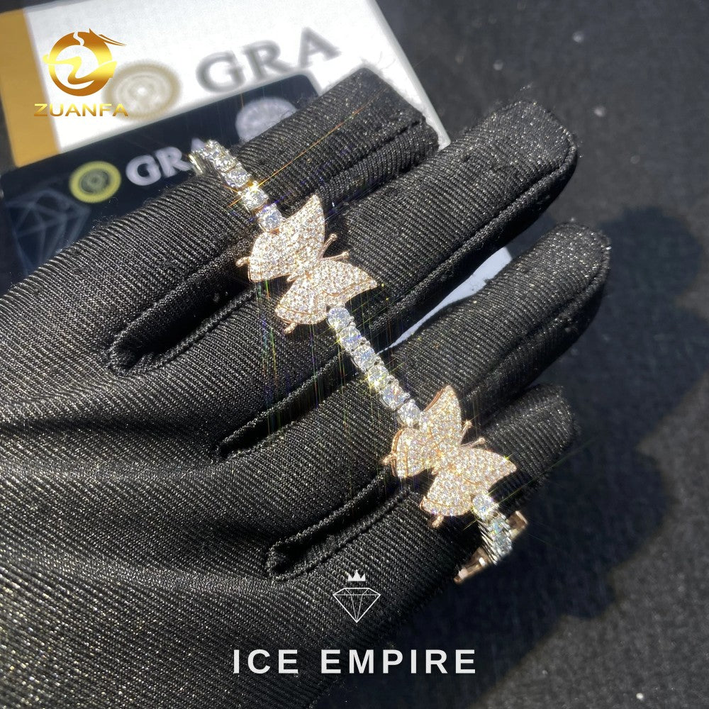 Iced Out Rose Gold Moissanite Tennis Chain