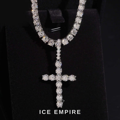 Iced Out Cross Rose Gold Plated Moissanite Pendant