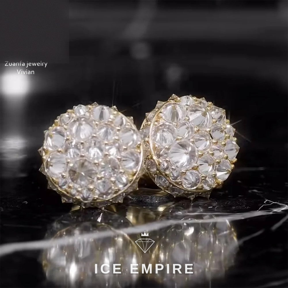 Iced Out 925 Silver Moissanite Stud Earrings