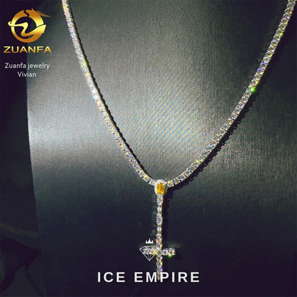 Iced Out Cross Rose Gold Plated Moissanite Cuban Chain