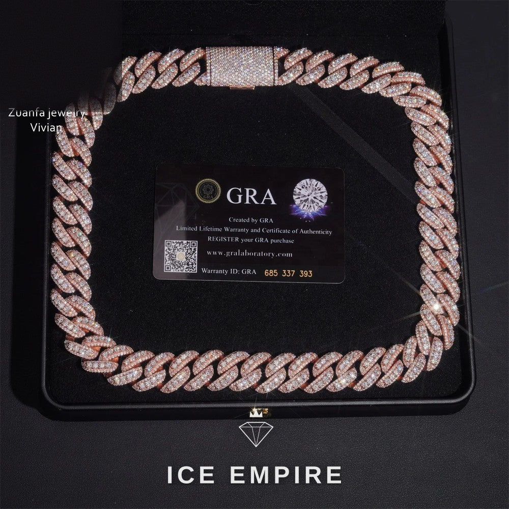 Iced Out Rose Gold Plated Moissanite Cuban Chain