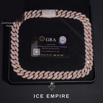 Iced Out Rose Gold Plated Moissanite Cuban Chain