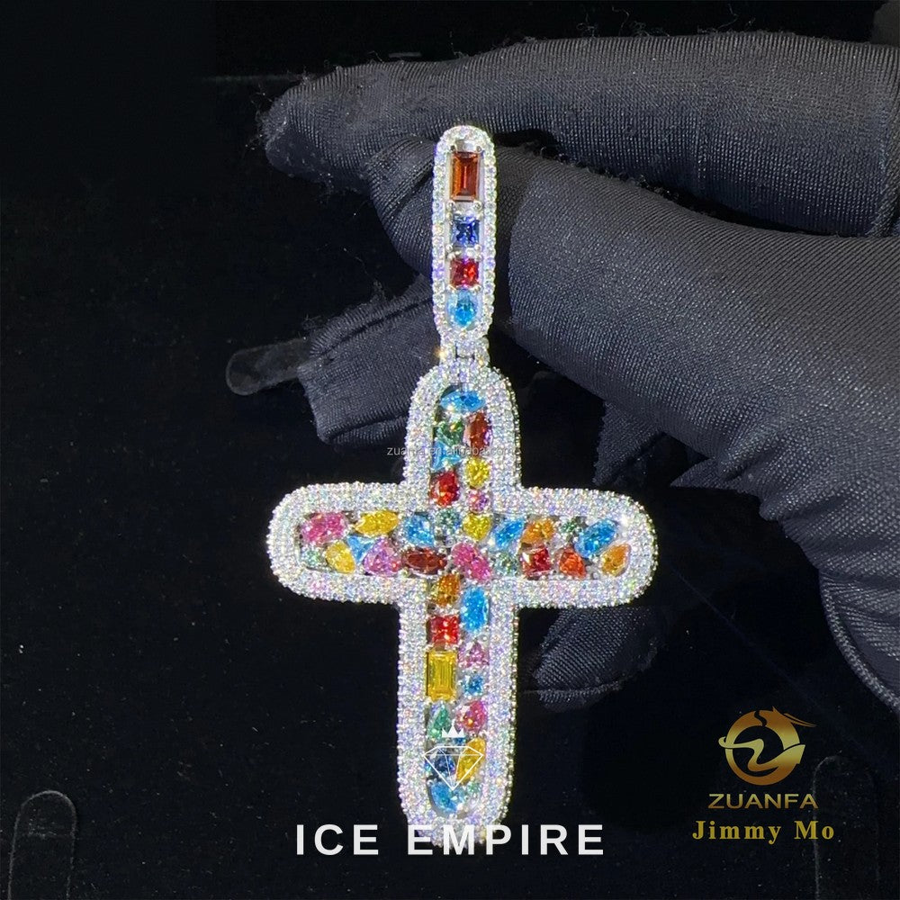 Iced Out Cross 925 Silver Pendant