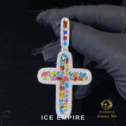 Iced Out Cross 925 Silver Pendant