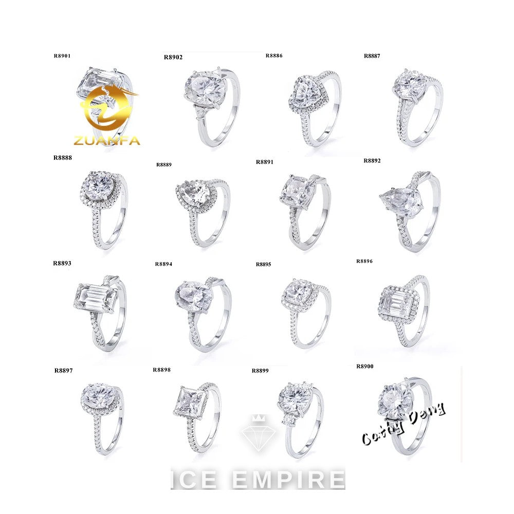 Iced Out 925 Silver Moissanite Engagement Ring