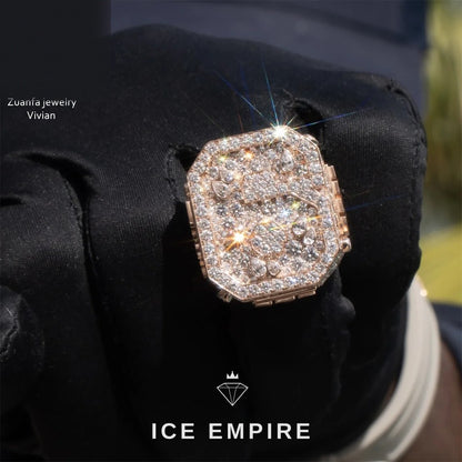 Iced Out 925 Silver Moissanite Ring