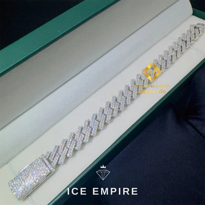 Iced Out 925 Silver Moissanite Cuban Chain