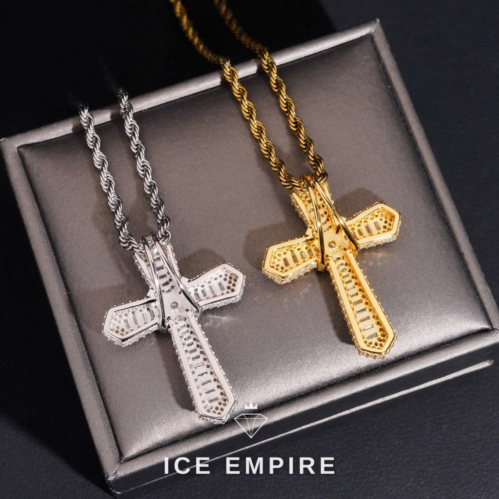 Iced Out Cross Gold Plated Moissanite Pendant