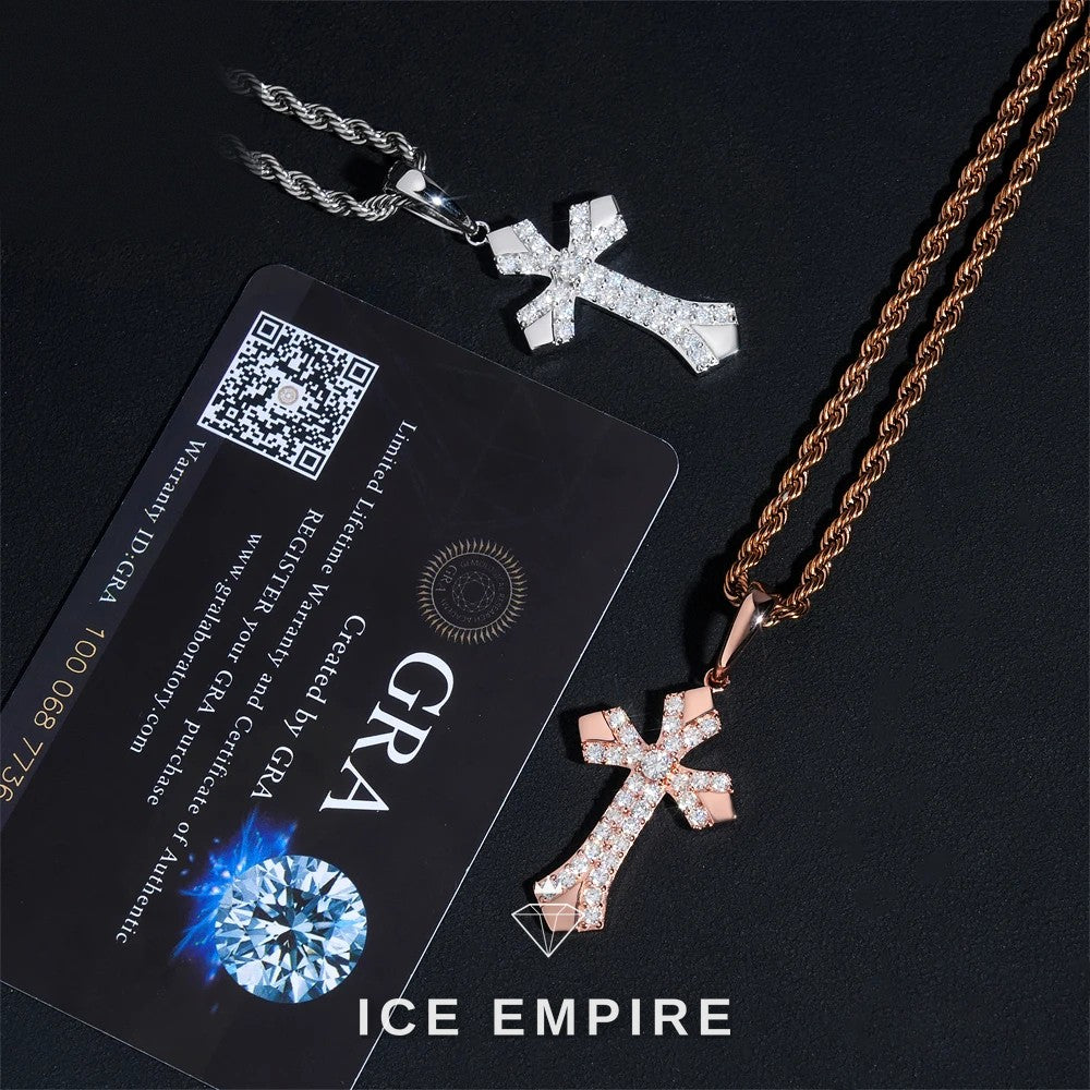 Iced Out Cross 925 Silver Pendant