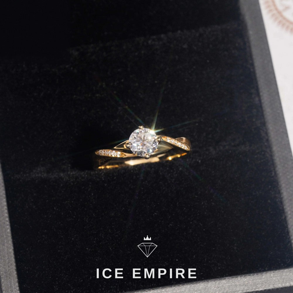 Iced Out Rose Gold Plated Moissanite Engagement Ring