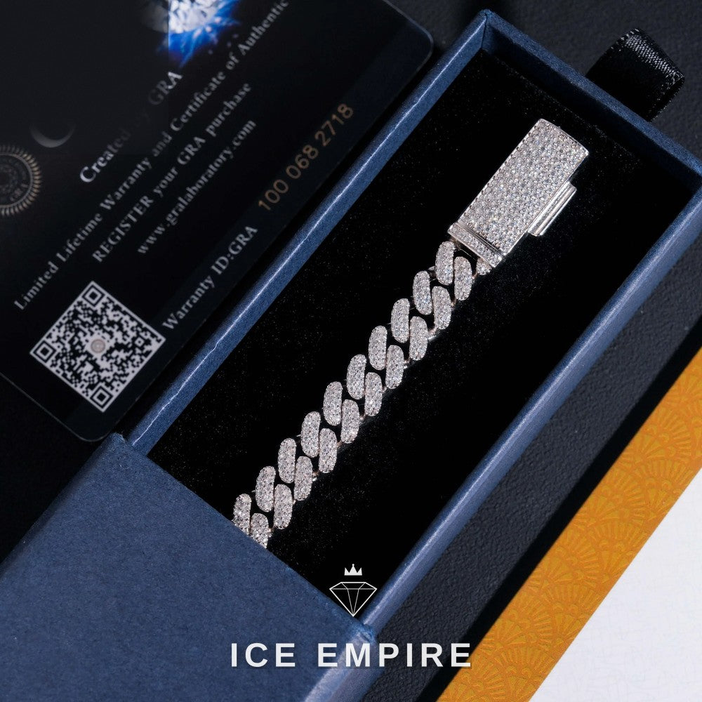 Iced Out 925 Silver Moissanite Cuban Chain