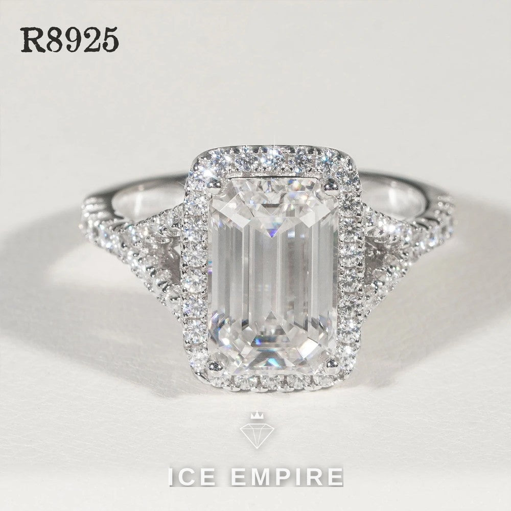 Iced Out 925 Silver Moissanite Engagement Ring