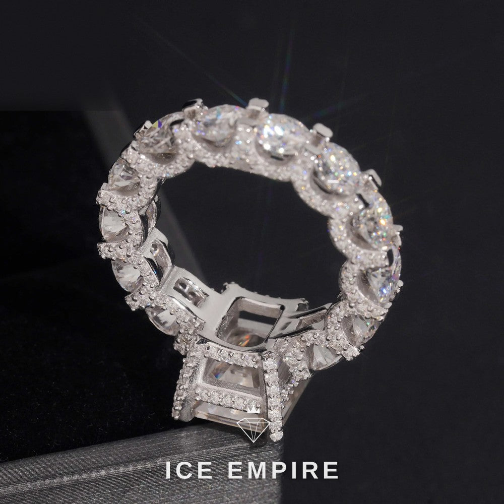 Iced Out 925 Silver Moissanite Wedding Band