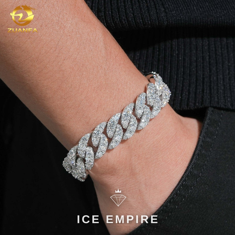 Iced Out 925 Silver Moissanite Cuban Chain