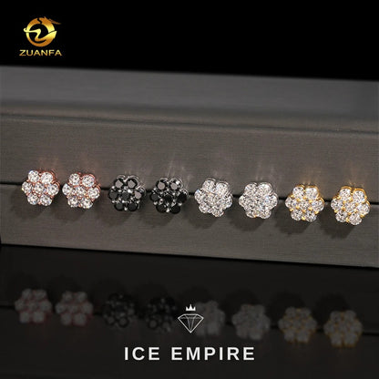 Iced Out Cluster Rose Gold Plated Moissanite Stud Earrings