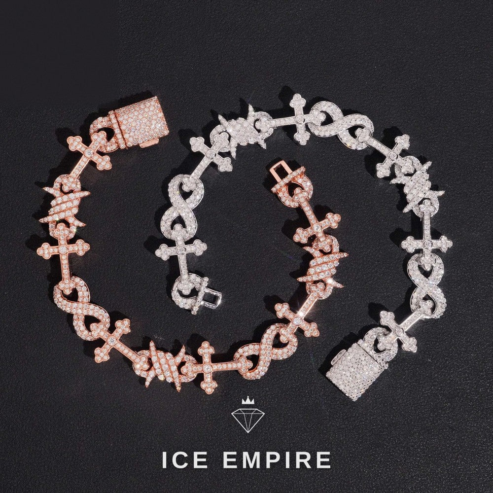Iced Out Cross Rose Gold Plated Moissanite Cuban Chain