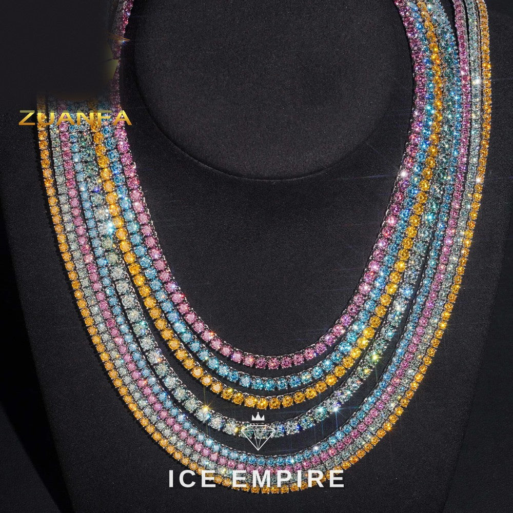 Iced Out 925 Silver Moissanite Tennis Chain