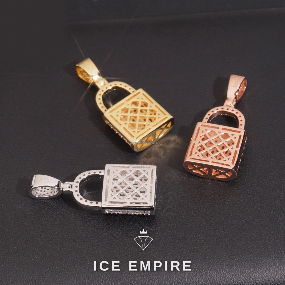 Iced Out Baguette 925 Silver Moissanite Pendant