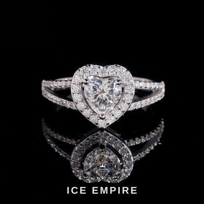 Iced Out Heart 18K Gold Moissanite Wedding Band