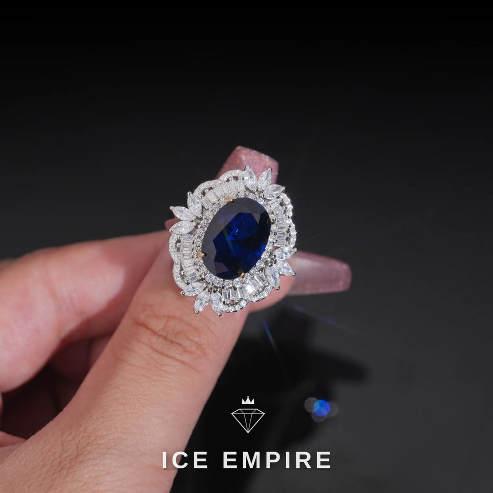 Iced Out 925 Silver Moissanite Engagement Ring
