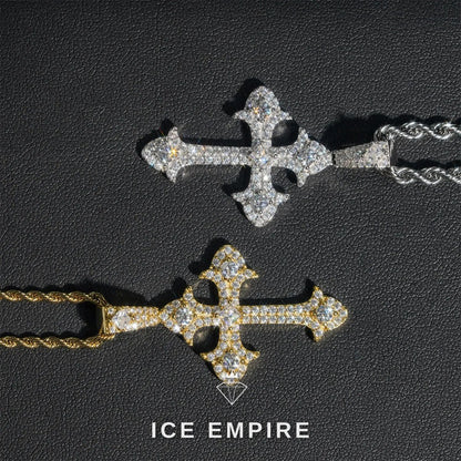 Iced Out Cross Gold Plated Moissanite Pendant