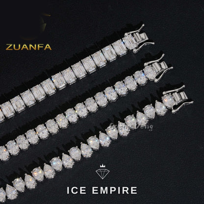 Iced Out 925 Silver Moissanite Tennis Bracelet