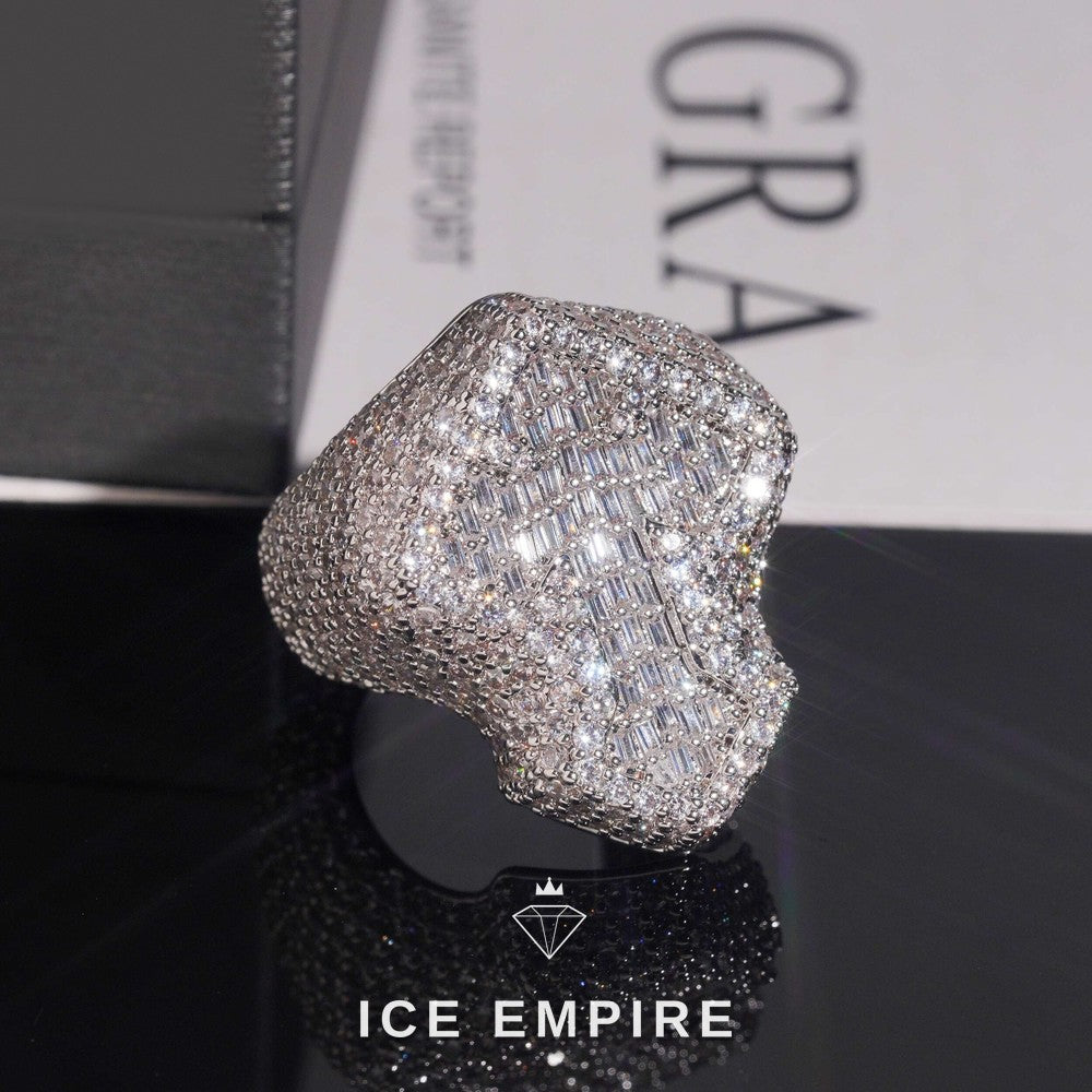 Iced Out Cross 925 Silver Ring