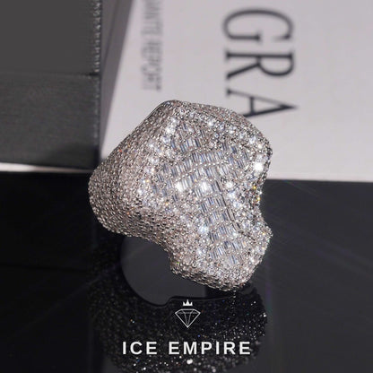Iced Out Cross 925 Silver Ring