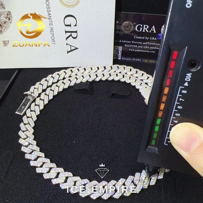 Iced Out 925 Silver Moissanite Cuban Chain