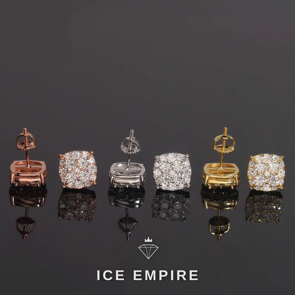 Iced Out Baguette 925 Silver Moissanite Stud Earrings