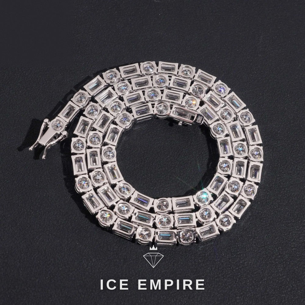 Iced Out 925 Silver Moissanite Tennis Chain