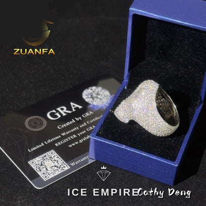 Iced Out Baguette 18K Gold Moissanite Engagement Ring