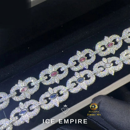 Iced Out 925 Silver Moissanite Cuban Chain