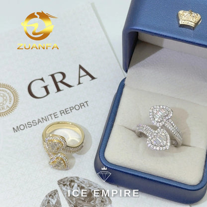 Iced Out Baguette 925 Silver Moissanite Ring