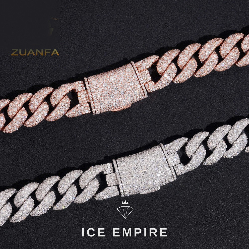 Iced Out Rose Gold Plated Moissanite Cuban Chain