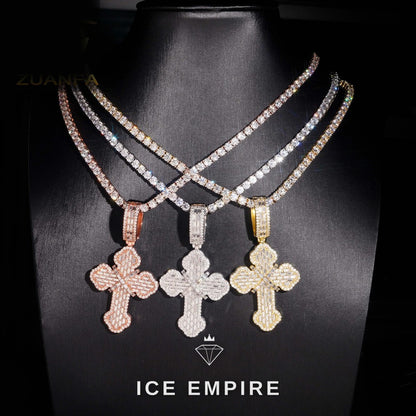 Iced Out Cross 925 Silver Moissanite Pendant