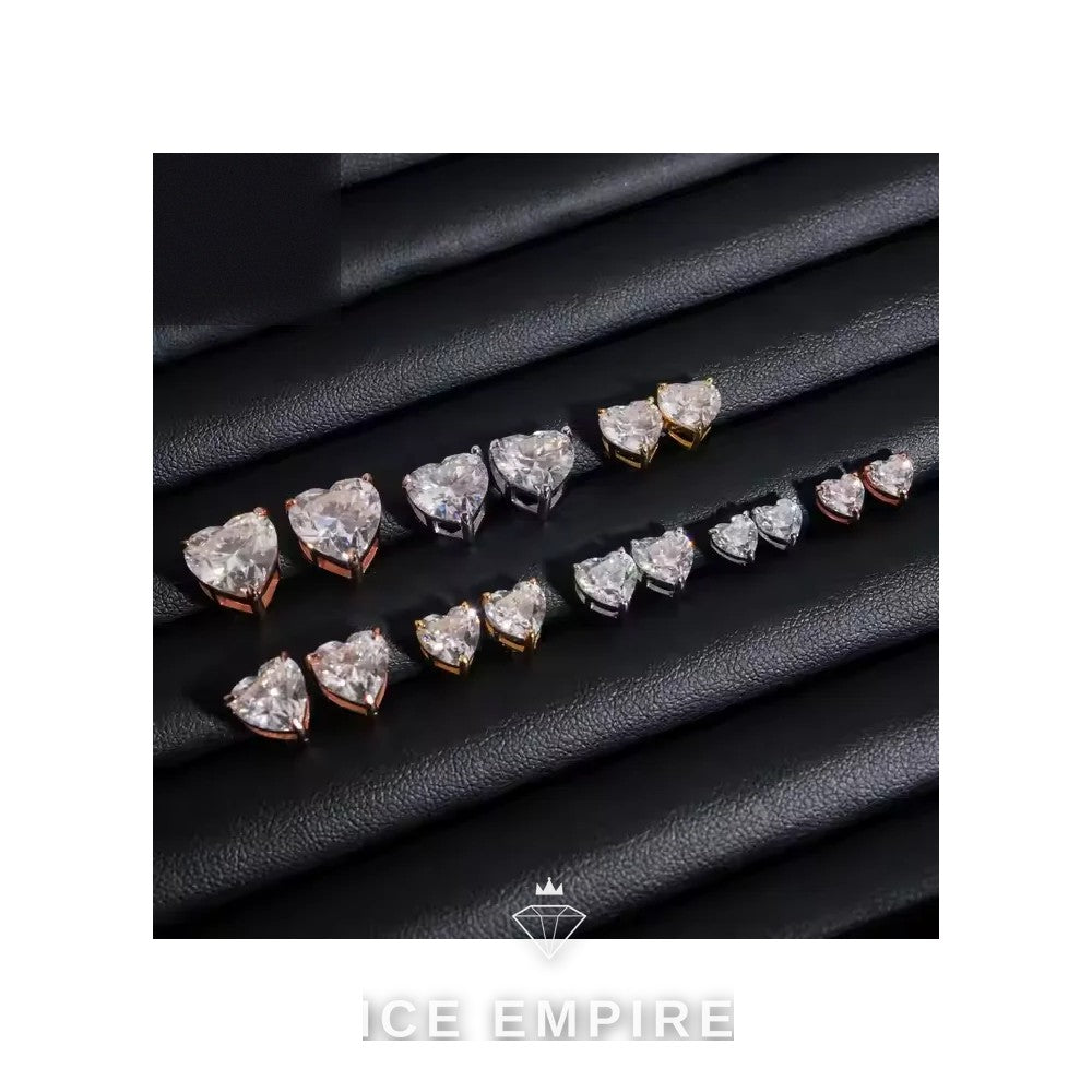 Iced Out Heart 925 Silver Moissanite Earrings