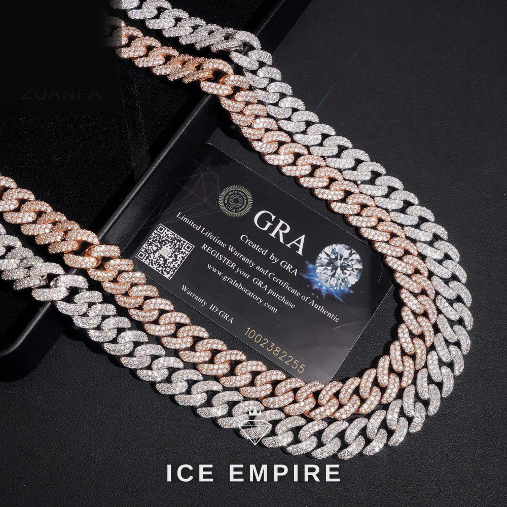 Iced Out Rose Gold Plated Moissanite Cuban Chain