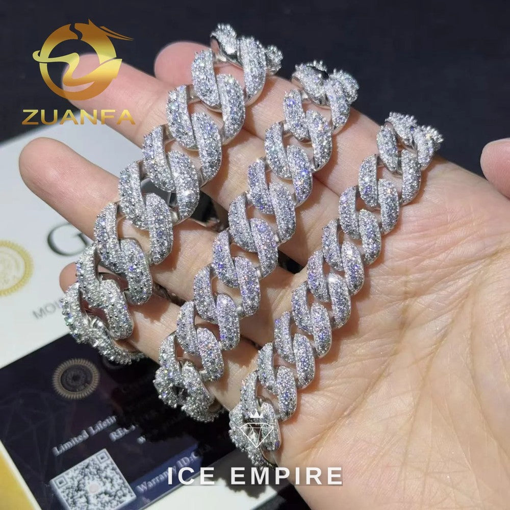 Iced Out 925 Silver Moissanite Cuban Chain