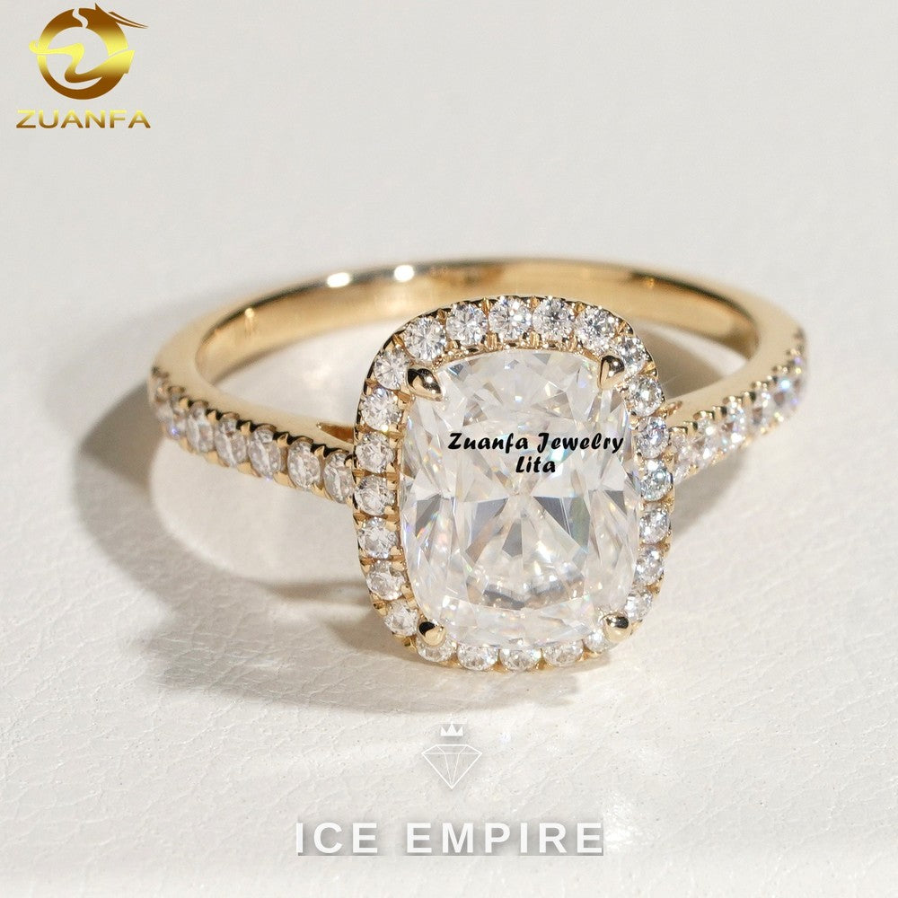 Iced Out 14K Gold Moissanite Engagement Ring