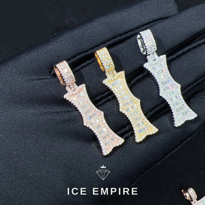 Iced Out Baguette Rose Gold Plated Moissanite Pendant