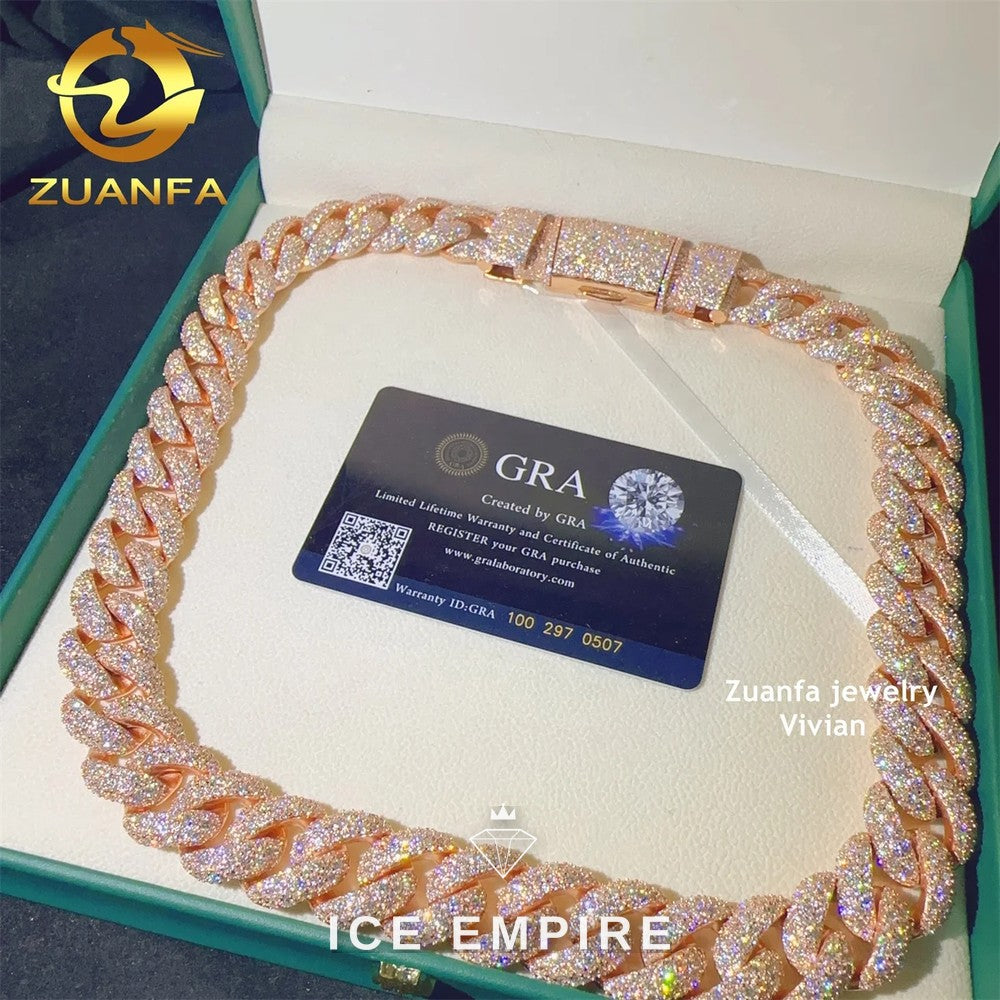 Iced Out Rose Gold Plated Moissanite Cuban Chain
