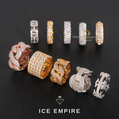 Iced Out Baguette Gold Plated Moissanite Ring
