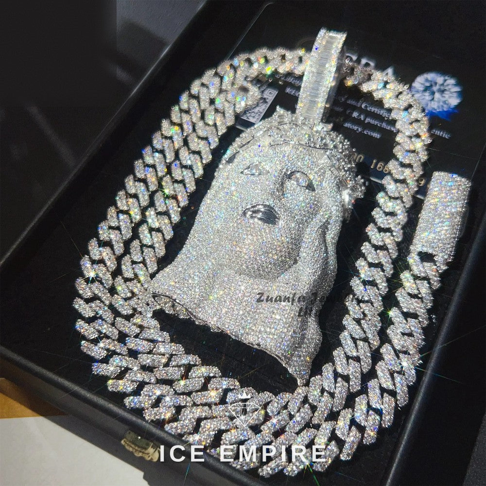 Iced Out 925 Silver Moissanite Pendant